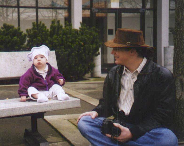 Steve and Jordan on a field trip. First photo of The Hat.
