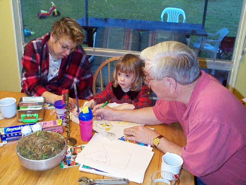Grampa, Mama, and Jordan coloring