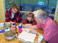 Grampa, Mama, and Jordan coloring
