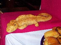 decorative bread lizard at breakfast