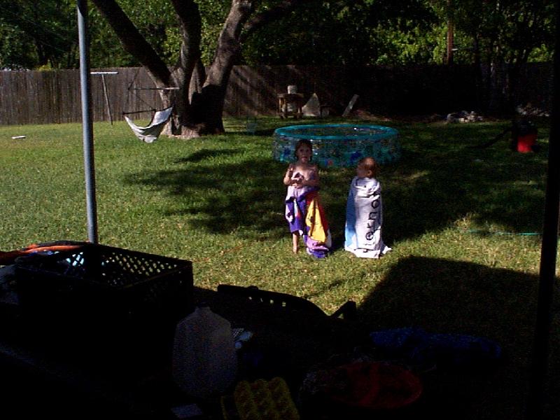 back home now - swimmin' in the back yard