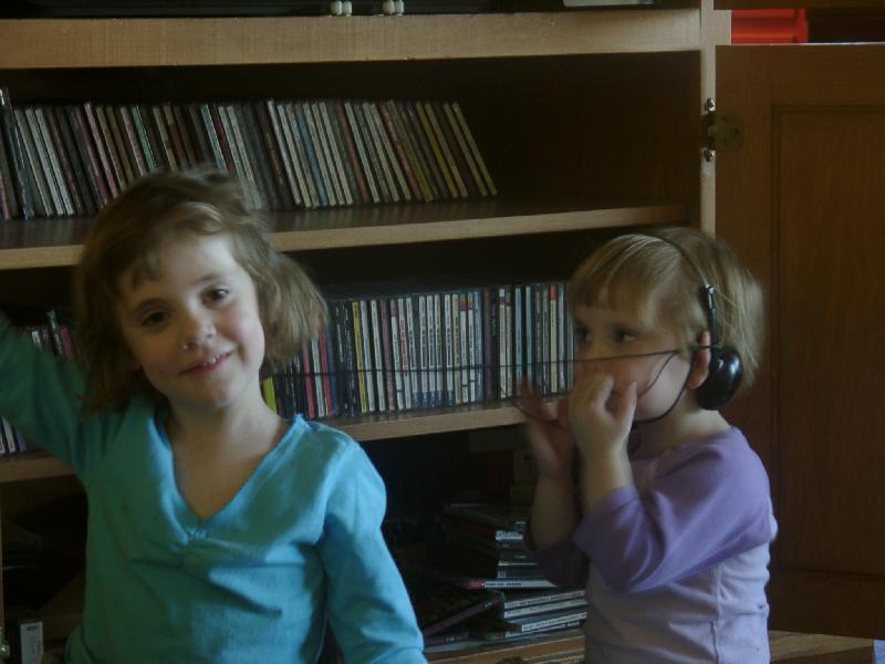 Jordan and Jada listening to CDs
