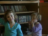 Jordan and Jada listening to CDs