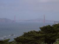 The whole bridge, with Angel Island in the background.