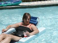 Julie in pool chair