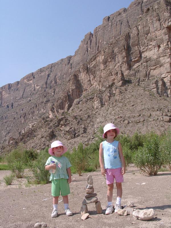 The girls and some rock art we made
