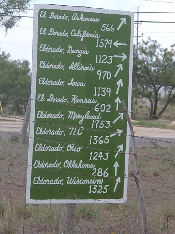 Which way to Eldorado? (and how far back to Austin?)