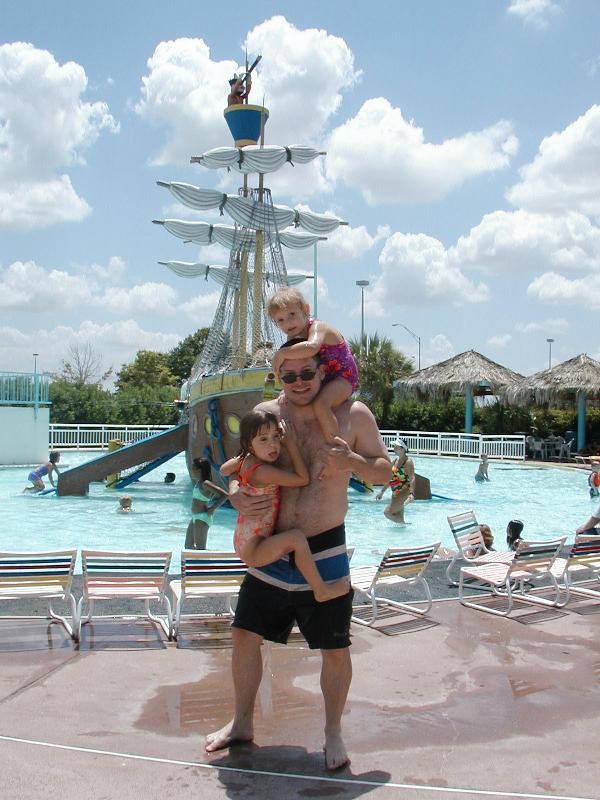 Scott and the girls at the water park
