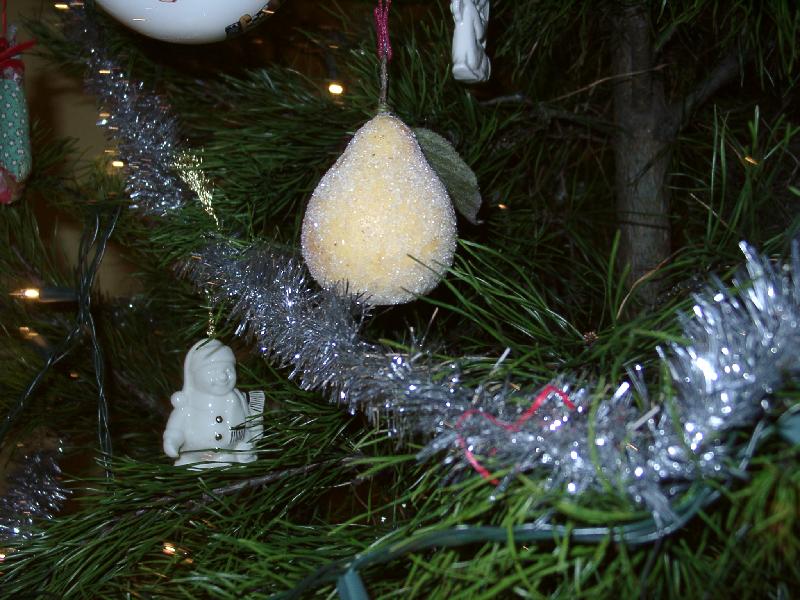this is a frosted pear ornament we made this year

