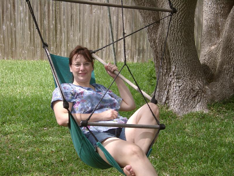 Julie enjoyinga relaxing day in the swing