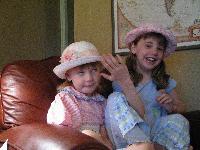 Girls with easter hats from Gramma and Grampa C