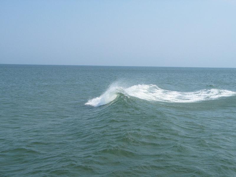 wave breaking off our wake