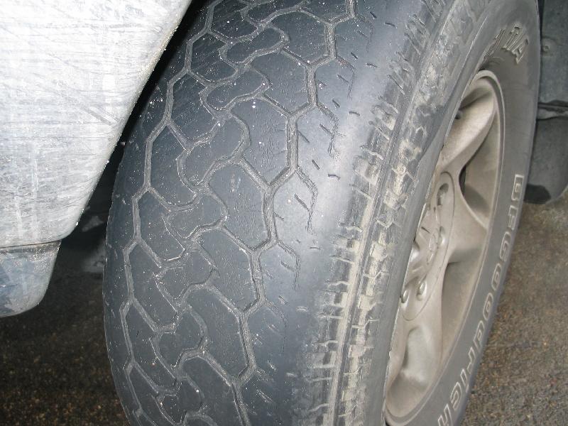 police said this tire (drivers side front) was a bit low on tread