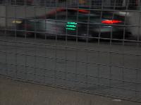 glowing brake rotors as they enter the chicane