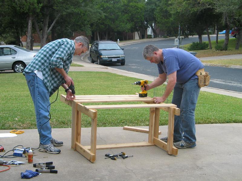 Scott Sellers and Steve Menyhert working on the AMS Potting Bench