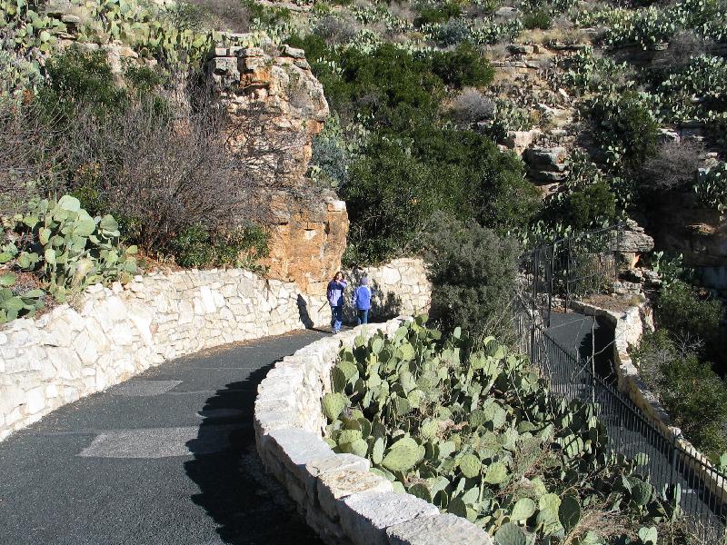 Girls walking down the switchbacks to the natural entrance
