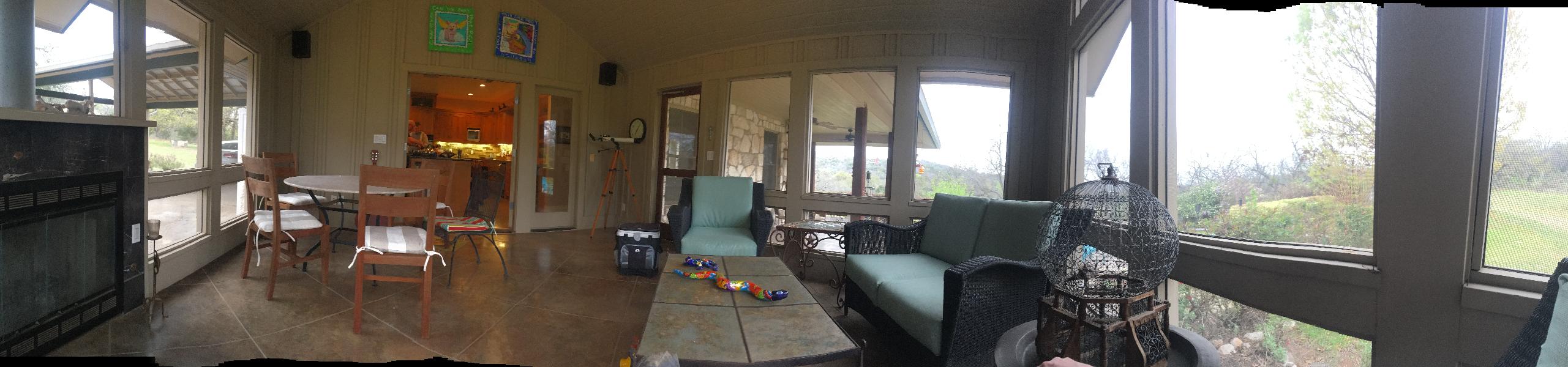 Screened porch panorama 
