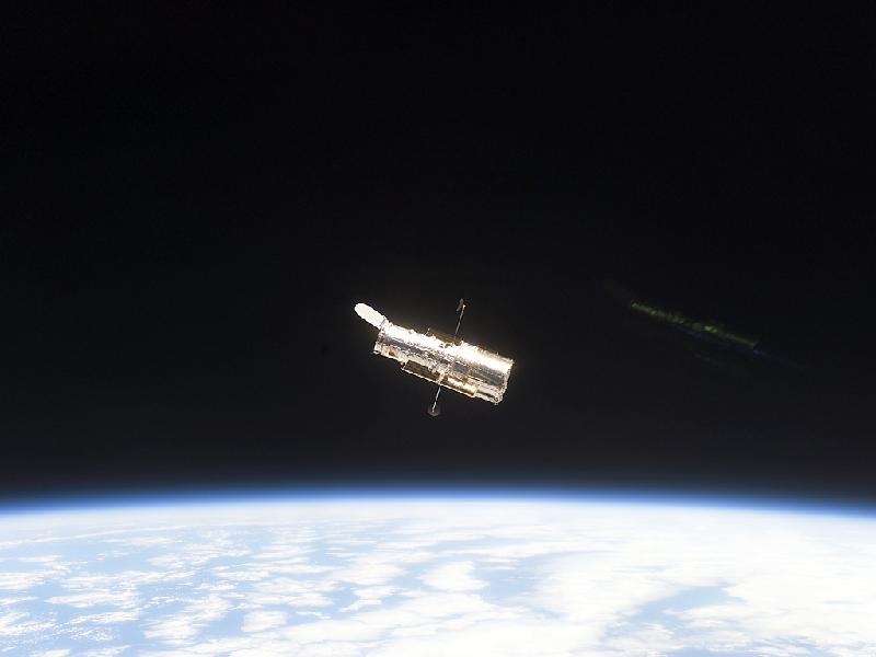 Hubble Space Telescope sporting new solar arrays during SM3B