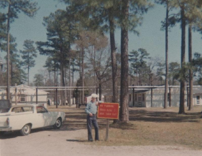 Barracks in the background