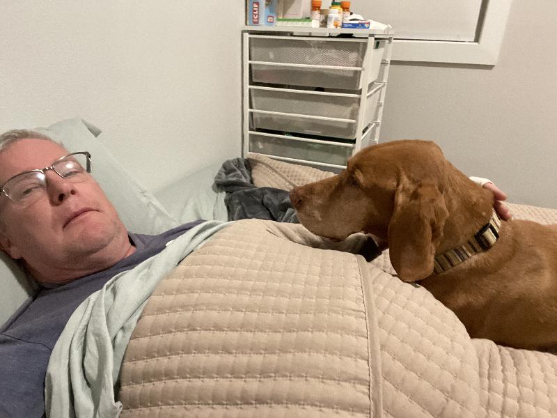 Me and Beket, my roommate's dog 