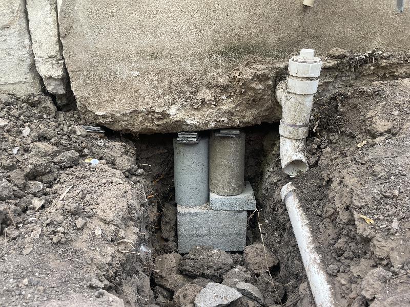 July 14 2022 - side - drain line movement requiring repair 
