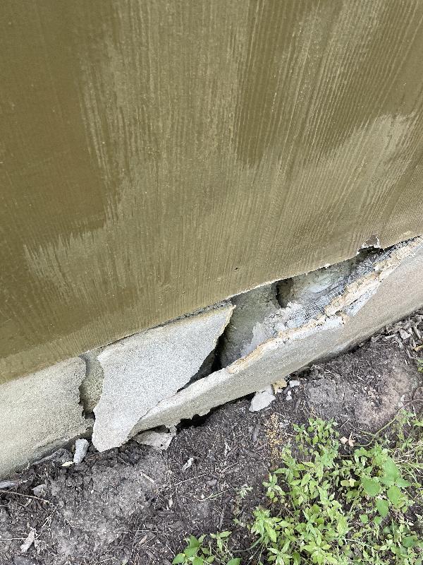 May 2022 - state of laundry room foundation before work started 