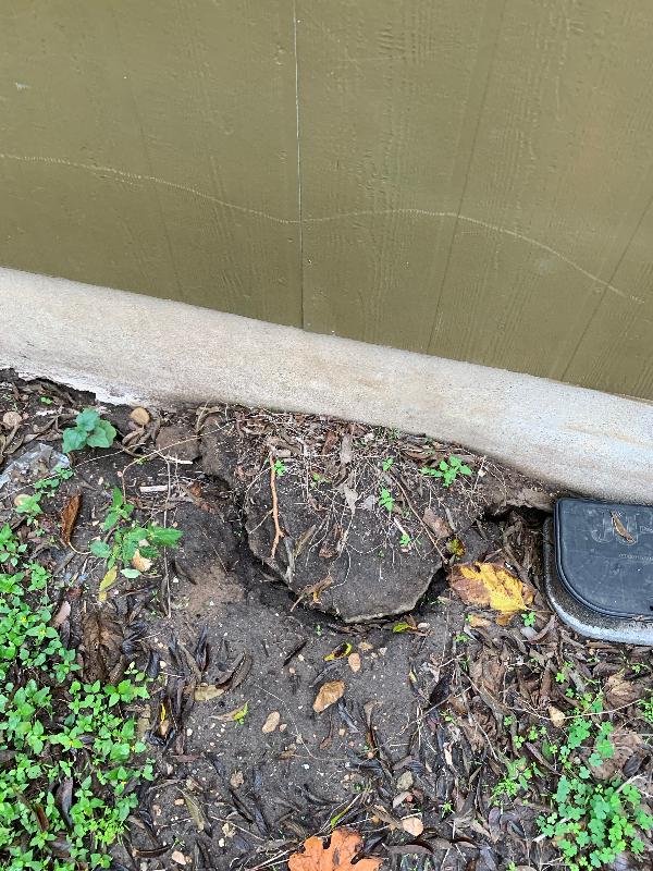 Photo by pest control showing foundation movement
