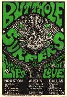 Show poster for the Butthole Surfers, April 27, 28, 29<br/>Steve turned 21 at the April 28 show at midnight 