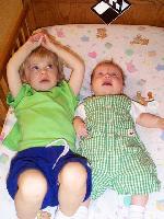 Jordan and Jada in the crib