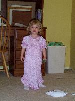 Jordan in nightgown