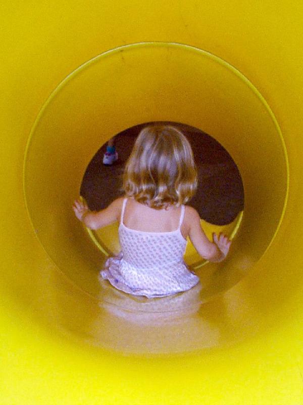Childrens Museum Houston - Jordan in lego sub exit slide