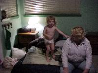 Jordan jumping with Grandma