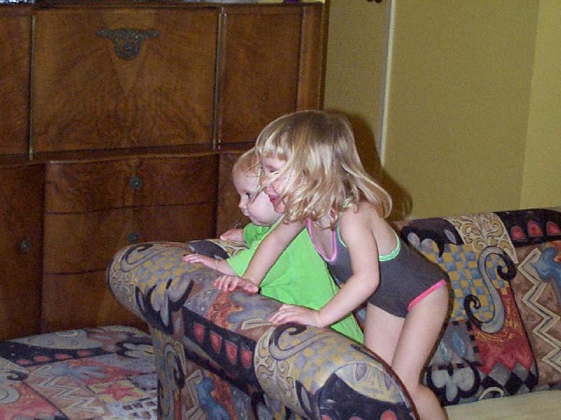 Jordan and Jada jumping on the couch