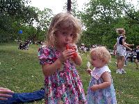 blowing up a balloon