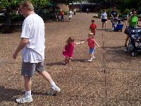 Nicole and Jordan running in circles