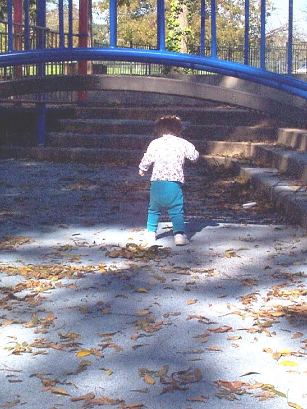 Jada ducking under the bridge
