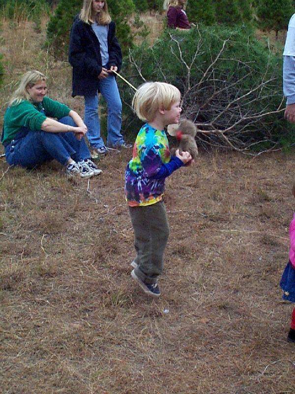 Mason is excited that the tractor is coming!