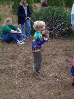 Mason is excited that the tractor is coming!