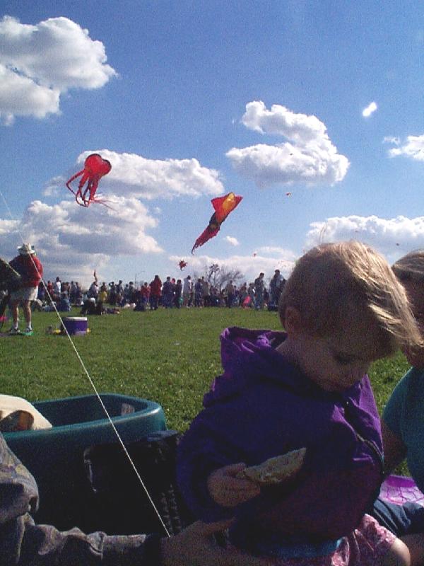 Jada, with some BIG kites in the background