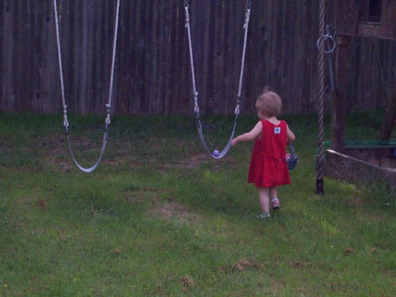 Easter Egg Hunting in the backyard
