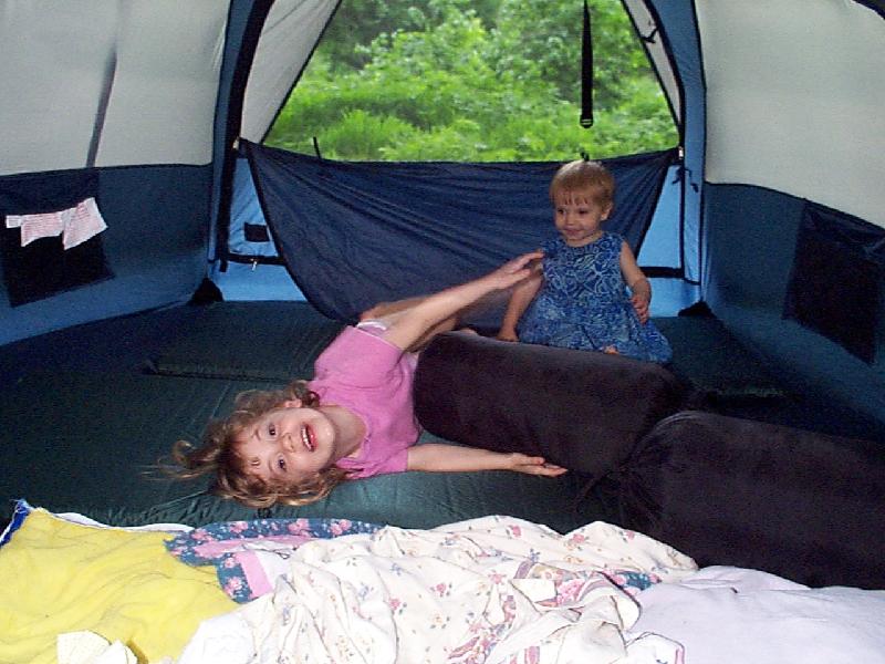 Jordan and Jada help set up camp
