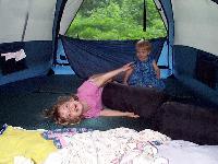 Jordan and Jada help set up camp
