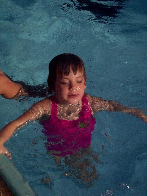 Jordan STANDING in the shallow end of the big pool!