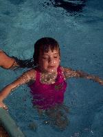 Jordan STANDING in the shallow end of the big pool!