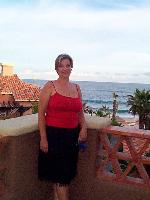 Julie getting ready to go to the beach party