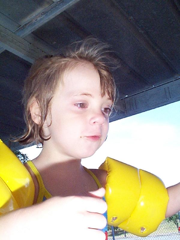 Jordan getting ready to swim