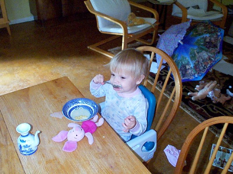 Jada eating breakfast