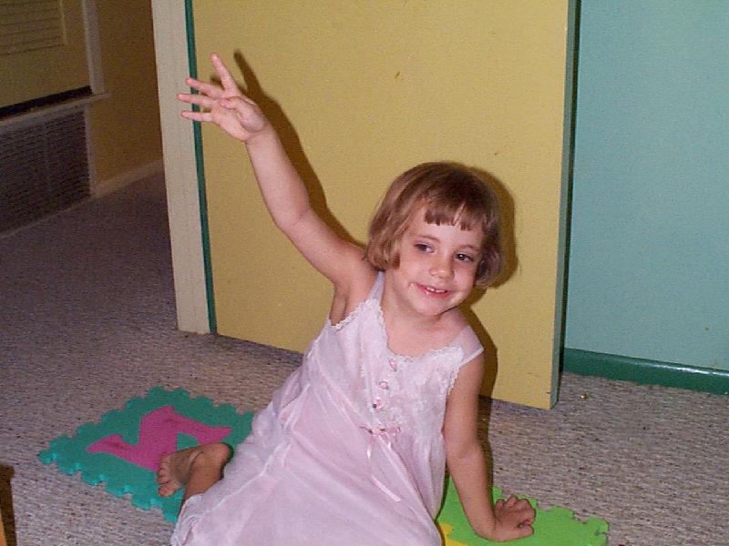 La! Modeling the nightgown