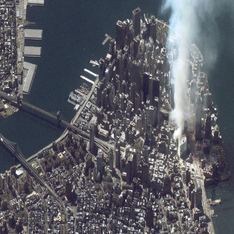 Manhattan, September 12, 2001 - copyright spaceimaging dot com