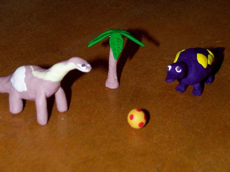 polymer clay dinosaurs by Steve and Jordan